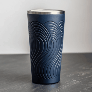 Insulated Koozie – Navy with Cyan Trident